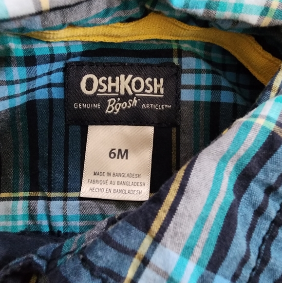 Blue Plaid Button-Down Onesie, Kid's 6M - Picture 3 of 6